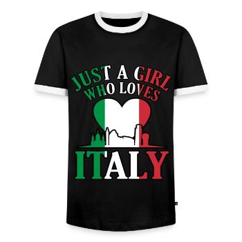 Italian Italy Flag Italia - Men's Ringer Shirt - black/white - Front - AI Model Female 172 light (172cm) & AI Model Male 178 light (178cm)