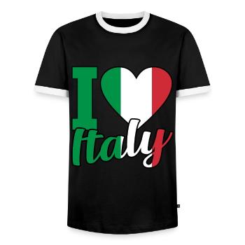 Italian Italy Flag Italia - Men's Ringer Shirt - black/white - Front - AI Model Female 172 light (172cm) & AI Model Male 178 light (178cm)