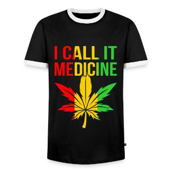 Cannabis - T-shirt contrasté Homme - noir/blanc - Devant - AI Model Female 172 light (172cm) & AI Model Male 178 light (178cm)