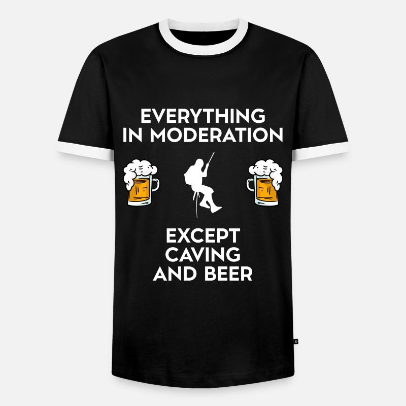 Caving Spelunking Potholing And Beer - Men's Ringer Shirt - black/white