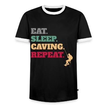 Manger le sommeil Spéléologie Répéter - T-shirt contrasté Homme - noir/blanc - Devant - AI Model Female 172 light (172cm) & AI Model Male 178 light (178cm)