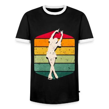 Eiskunstlauf - Männer Kontrast-T-Shirt - Schwarz/Weiß - Vorne - AI Model Female 172 light (172cm) & AI Model Male 178 light (178cm)