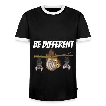Chauve-souris hibou - T-shirt contrasté Homme - noir/blanc - Devant - AI Model Female 172 light (172cm) & AI Model Male 178 light (178cm)