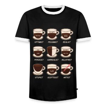 Kaffee - Männer Kontrast-T-Shirt - Schwarz/Weiß - Vorne - AI Model Female 172 light (172cm) & AI Model Male 178 light (178cm)