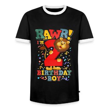 Lion Boy Anniversaire 2 - T-shirt contrasté Homme - noir/blanc - Devant - AI Model Female 172 light (172cm) & AI Model Male 178 light (178cm)