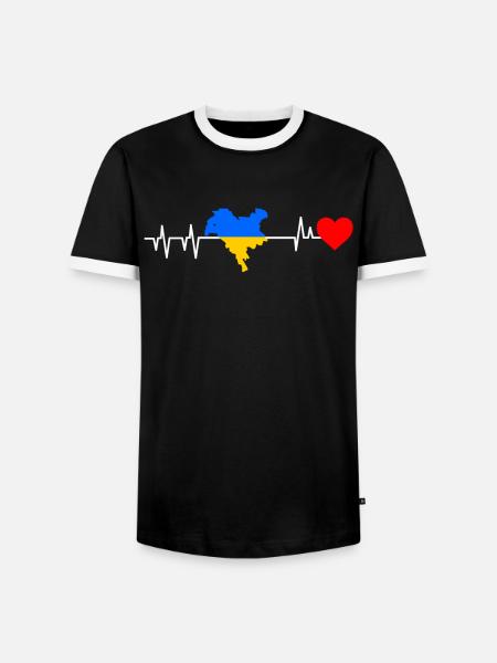 Kiew Herzschlag Geschenk - Männer Kontrast-T-Shirt - Schwarz/Weiß
