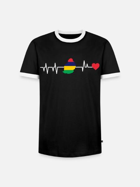 Mauritius Herzschlag Mauritius Geschenk - Männer Kontrast-T-Shirt - Schwarz/Weiß