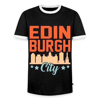Edinburgh City Castle Geschenk - Männer Kontrast-T-Shirt - Schwarz/Weiß - Vorne - AI Model Female 172 light (172cm) & AI Model Male 178 light (178cm)
