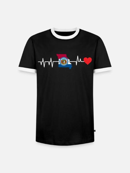 Missouri herzschlag geschenk - Männer Kontrast-T-Shirt - Schwarz/Weiß