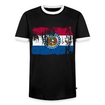 Missouri flags gift - Men's Ringer Shirt - black/white - Front - AI Model Female 172 light (172cm) & AI Model Male 178 light (178cm)
