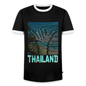 Thailand - Männer Kontrast-T-Shirt - Schwarz/Weiß - Vorne - AI Model Female 172 light (172cm) & AI Model Male 178 light (178cm)