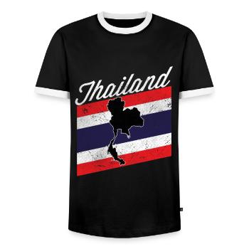Thailand - Männer Kontrast-T-Shirt - Schwarz/Weiß - Vorne - AI Model Female 172 light (172cm) & AI Model Male 178 light (178cm)