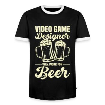 Video Game Designer - Männer Kontrast-T-Shirt - Schwarz/Weiß - Vorne - AI Model Female 172 light (172cm) & AI Model Male 178 light (178cm)