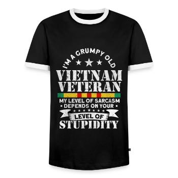 Vietnam Veteran - Männer Kontrast-T-Shirt - Schwarz/Weiß - Vorne - AI Model Female 172 light (172cm) & AI Model Male 178 light (178cm)