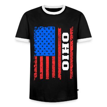 Ohio Usa flags gift - Men's Ringer Shirt - black/white - Front - AI Model Female 172 light (172cm) & AI Model Male 178 light (178cm)