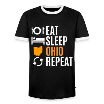 Essen Sie Schlaf ohio wiederholungs geschenk - Männer Kontrast-T-Shirt - Schwarz/Weiß - Vorne - AI Model Female 172 light (172cm) & AI Model Male 178 light (178cm)