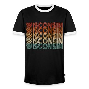 Cadeau d’un résident du Wisconsin - T-shirt contrasté Homme - noir/blanc - Devant - AI Model Female 172 light (172cm) & AI Model Male 178 light (178cm)