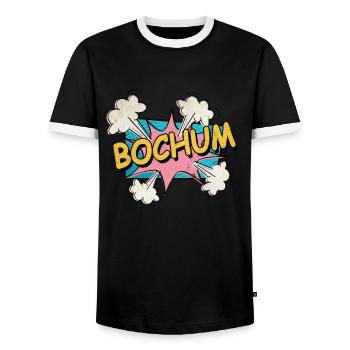 Bochum Deutschland Stadt Schrift Pop Art Comic - Männer Kontrast-T-Shirt - Schwarz/Weiß - Vorne - AI Model Female 172 light (172cm) & AI Model Male 178 light (178cm)
