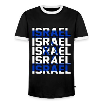 Israël - T-shirt contrasté Homme - noir/blanc - Devant - AI Model Female 172 light (172cm) & AI Model Male 178 light (178cm)