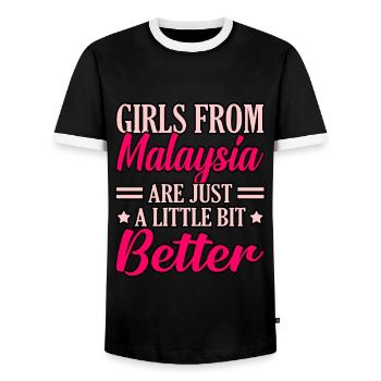 Malaisie - T-shirt contrasté Homme - noir/blanc - Devant - AI Model Female 172 light (172cm) & AI Model Male 178 light (178cm)