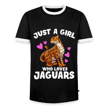 Jaguar Geschenkidee - Männer Kontrast-T-Shirt - Schwarz/Weiß - Vorne - AI Model Female 172 light (172cm) & AI Model Male 178 light (178cm)