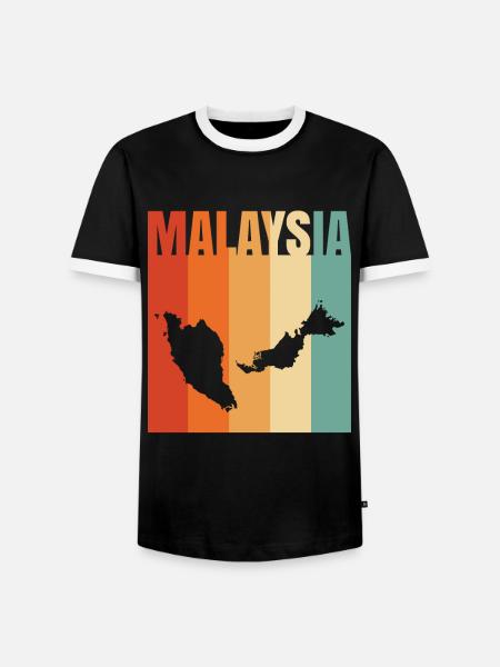Malaysia - Männer Kontrast-T-Shirt - Schwarz/Weiß