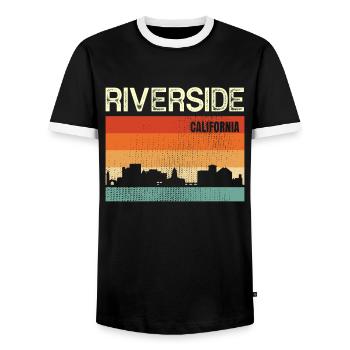 Riverside Californie - T-shirt contrasté Homme - noir/blanc - Devant - AI Model Female 172 light (172cm) & AI Model Male 178 light (178cm)
