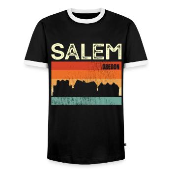 Vente - T-shirt contrasté Homme - noir/blanc - Devant - AI Model Female 172 light (172cm) & AI Model Male 178 light (178cm)