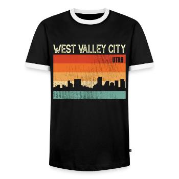 West Valley City - Männer Kontrast-T-Shirt - Schwarz/Weiß - Vorne - AI Model Female 172 light (172cm) & AI Model Male 178 light (178cm)