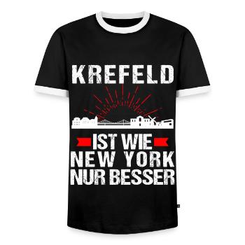 Krefeld Ist Wie New York Nur Besser - Männer Kontrast-T-Shirt - Schwarz/Weiß - Vorne - AI Model Female 172 light (172cm) & AI Model Male 178 light (178cm)