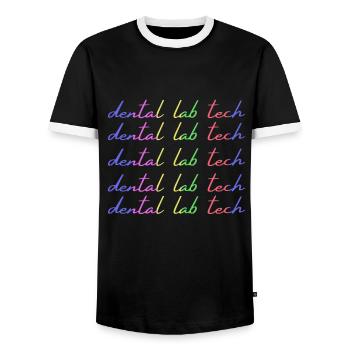 Assistant de laboratoire dentaire Assistant dentaire - T-shirt contrasté Homme - noir/blanc - Devant - AI Model Female 172 light (172cm) & AI Model Male 178 light (178cm)