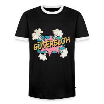 Gütersloh Germany City Font Pop Art Comic - Men's Ringer Shirt - black/white - Front - AI Model Female 172 light (172cm) & AI Model Male 178 light (178cm)