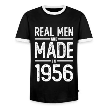 Geburtstag Echte Männer sind 1956 geboren - Männer Kontrast-T-Shirt - Schwarz/Weiß - Vorne - AI Model Female 172 light (172cm) & AI Model Male 178 light (178cm)
