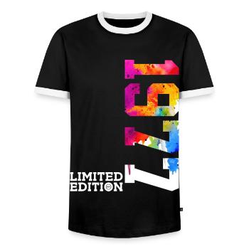 49E ANNIVERSAIRE ÉDITION LIMITÉE 1977 - T-shirt contrasté Homme - noir/blanc - Devant - AI Model Female 172 light (172cm) & AI Model Male 178 light (178cm)