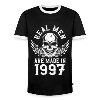 Geburtstag 1997 Echte Männer sind 1997 geboren - Männer Kontrast-T-Shirt - Schwarz/Weiß - Vorne - AI Model Female 172 light (172cm) & AI Model Male 178 light (178cm)