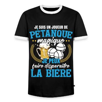 Je Suis Un Joueur De Pétanque - T-shirt contrasté Homme - noir/blanc - Devant - AI Model Female 172 light (172cm) & AI Model Male 178 light (178cm)