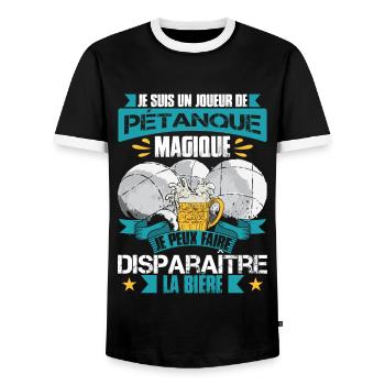 Pétanqueur Humour Boccia Bouliste - T-shirt contrasté Homme - noir/blanc - Devant - AI Model Female 172 light (172cm) & AI Model Male 178 light (178cm)