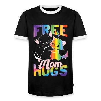 Pride Month | LGBTQ Mom | Lesbische | Schwul - Männer Kontrast-T-Shirt - Schwarz/Weiß - Vorne - AI Model Female 172 light (172cm) & AI Model Male 178 light (178cm)