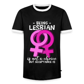 Lesbisch zu sein ist keine Wahl - Männer Kontrast-T-Shirt - Schwarz/Weiß - Vorne - AI Model Female 172 light (172cm) & AI Model Male 178 light (178cm)