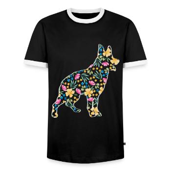 Bouvier australien - T-shirt contrasté Homme - noir/blanc - Devant - AI Model Female 172 light (172cm) & AI Model Male 178 light (178cm)