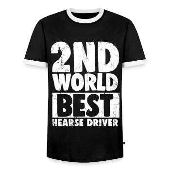 Deuxième meilleur conducteur de corbillard au monde - T-shirt contrasté Homme - noir/blanc - Devant - AI Model Female 172 light (172cm) & AI Model Male 178 light (178cm)