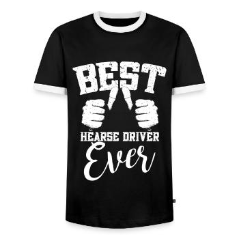 Meilleur conducteur de corbillard de tous les temps - T-shirt contrasté Homme - noir/blanc - Devant - AI Model Female 172 light (172cm) & AI Model Male 178 light (178cm)