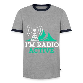 Amateur Radio Radio Funker Cadeau - T-shirt contrasté Homme - gris/marine  - Devant - AI Model Female 172 light (172cm) & AI Model Male 178 light (178cm)
