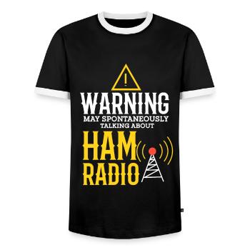 Amateur Radio Radio Funker Cadeau - T-shirt contrasté Homme - noir/blanc - Devant - AI Model Female 172 light (172cm) & AI Model Male 178 light (178cm)