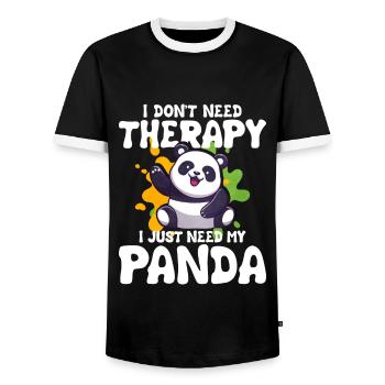 Panda - Männer Kontrast-T-Shirt - Schwarz/Weiß - Vorne - AI Model Female 172 light (172cm) & AI Model Male 178 light (178cm)