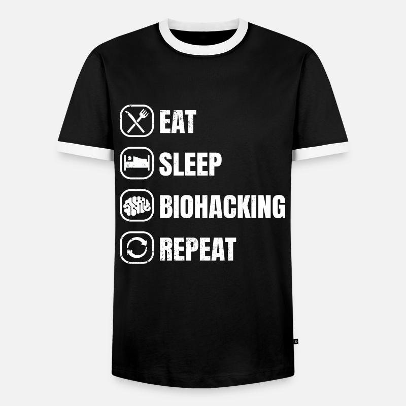 Eat Sleep Biohacking Repeat - Men's Ringer Shirt - black/white