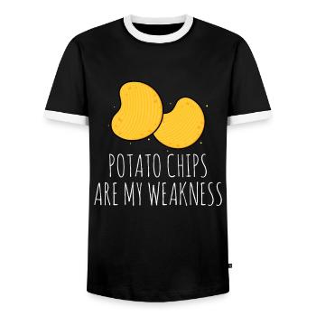 Chips Eating Snacks Candy Gift - Men's Ringer Shirt - black/white - Front - AI Model Female 172 light (172cm) & AI Model Male 178 light (178cm)