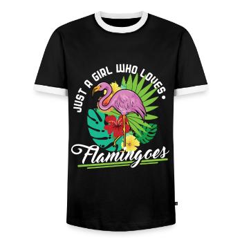 Flamingo Mädchen - Männer Kontrast-T-Shirt - Schwarz/Weiß - Vorne - AI Model Female 172 light (172cm) & AI Model Male 178 light (178cm)