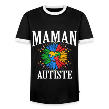 Autism Autism Gift - Men's Ringer Shirt - black/white - Front - AI Model Female 172 light (172cm) & AI Model Male 178 light (178cm)