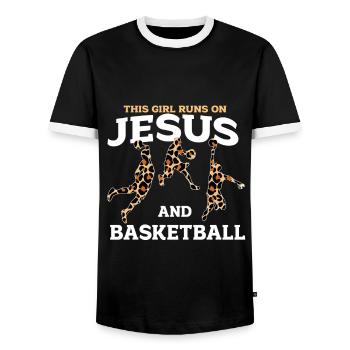 Basket-ball - T-shirt contrasté Homme - noir/blanc - Devant - AI Model Female 172 light (172cm) & AI Model Male 178 light (178cm)